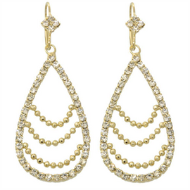 Gold Layered Long Teardrop Design Earring