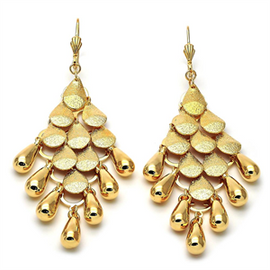 Gold Layered Teardrop Design Chandelier Earring