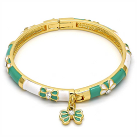 Green and White Butterfly Design Individual Bangle