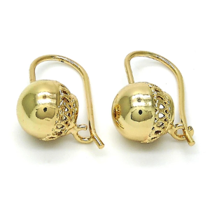 Gold layered leverback ball earring