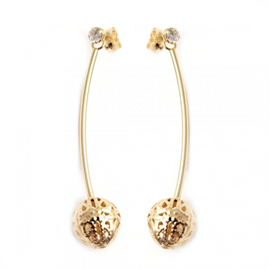 Gold Layered  Ball Design Long Earring