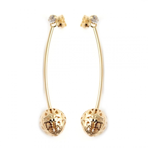 Gold Layered  Ball Design Long Earring