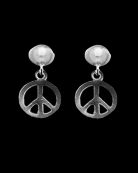 Surgical Stainless Steel Peace Sign Design Stud Earring